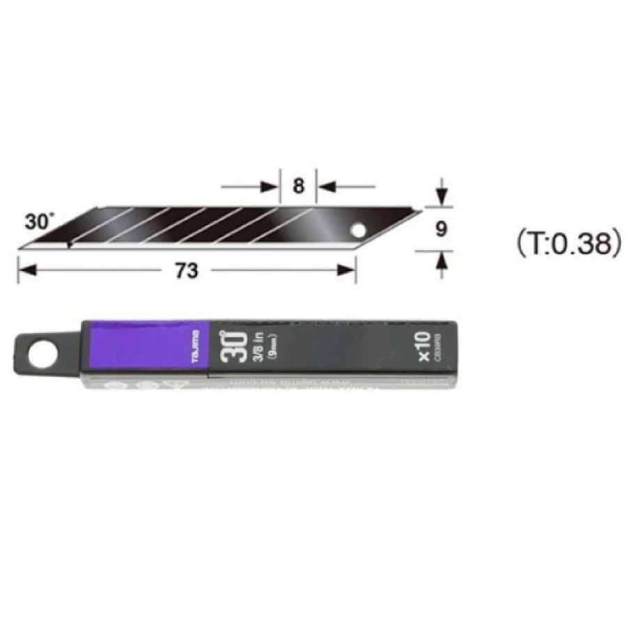 Tool 036 - Змінні леза Tajima BLACK Premium 30°, 9 мм, 10шт